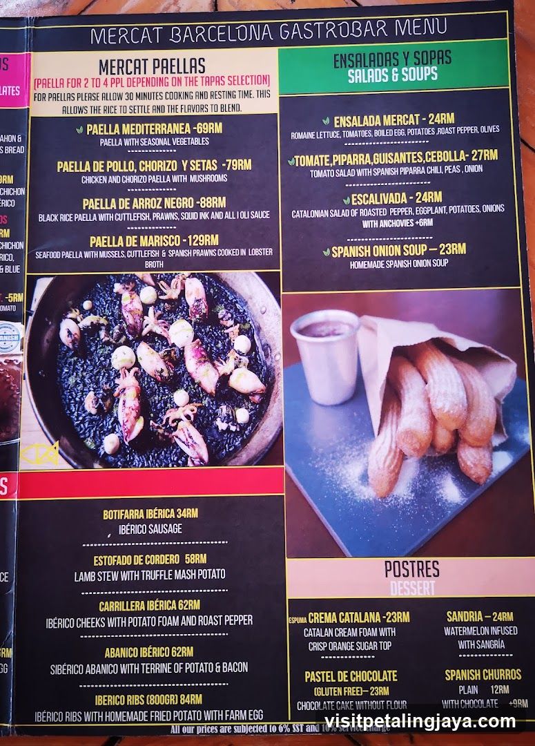 Mercat Barcelona Gastrobar Menu