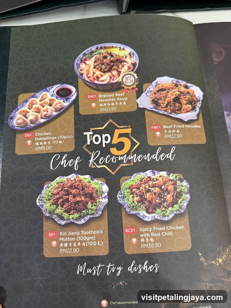 Top 5 Chef Recommended Dishes Menu Page