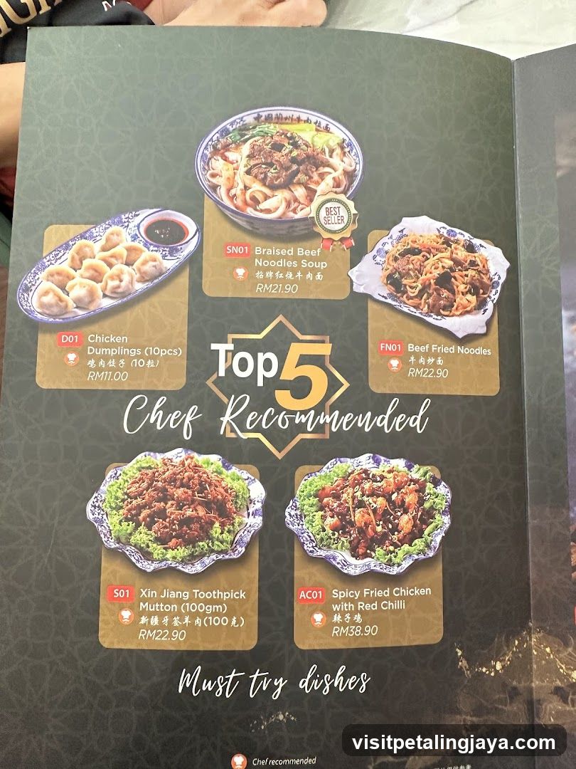 Top 5 Chef Recommended Menu Page