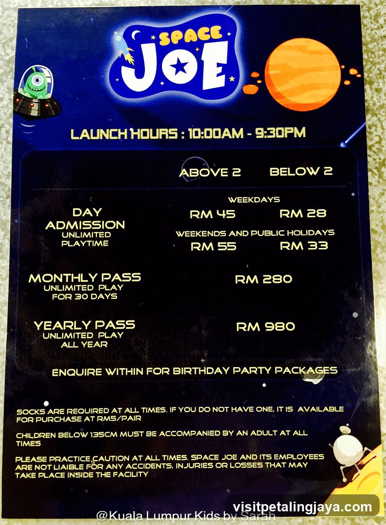 Space Joe Admission Price List
