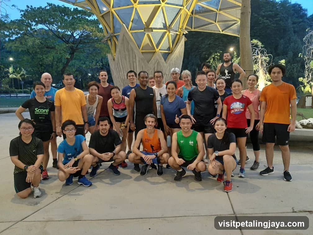 Group of Runners at Night