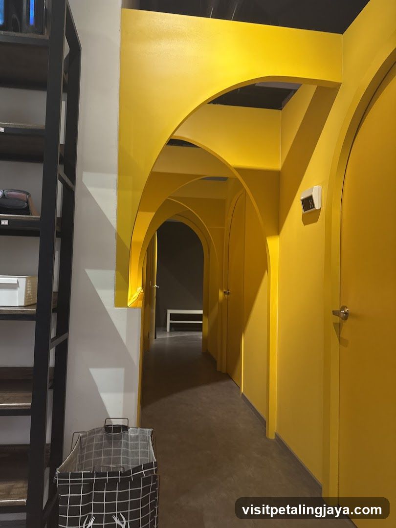 Yellow Arched Corridor Interior