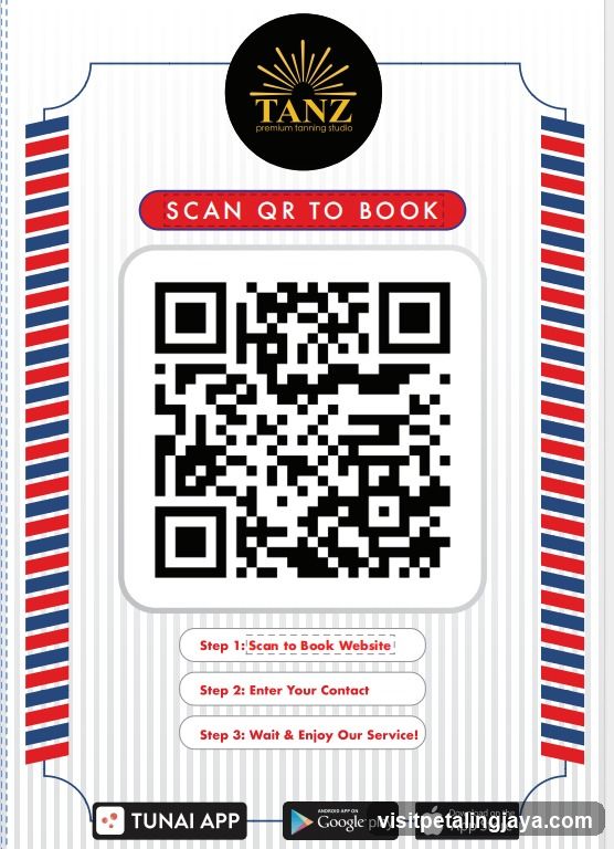 Tanz Premium Tanning Studio QR Booking Card