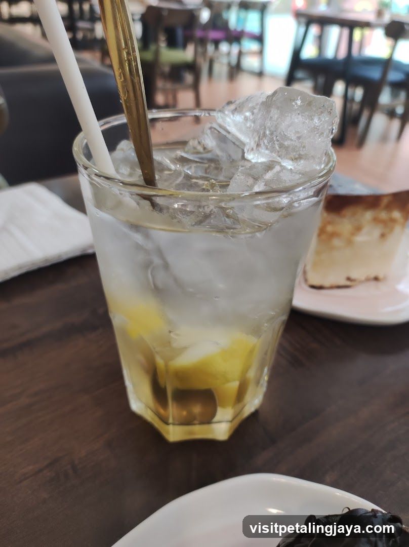 Iced Lemonade with Ice and Straws
