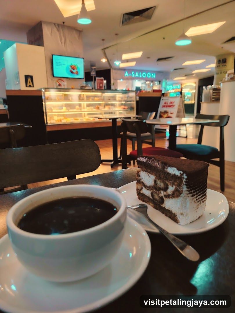 Coffee and Cake in a Cafe