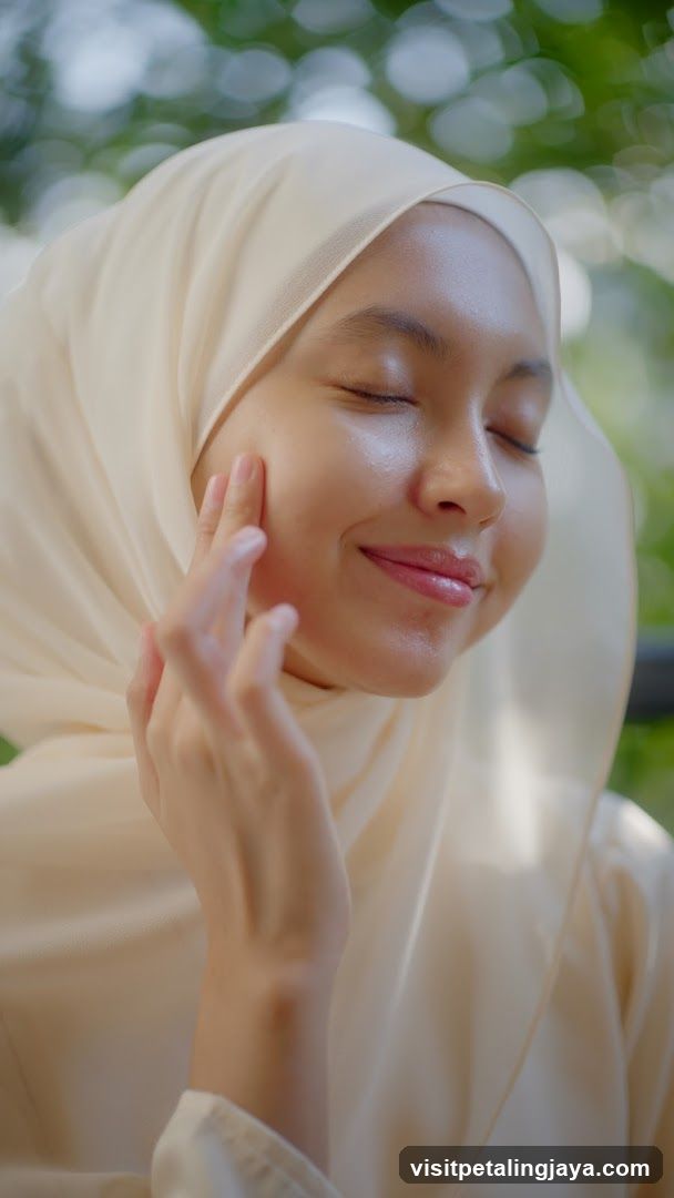 Woman in Hijab Touching Her Face