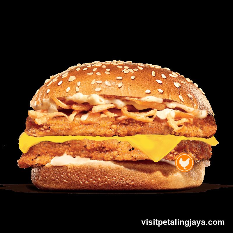 Chicken Burger with Cheese and Crispy Toppings
