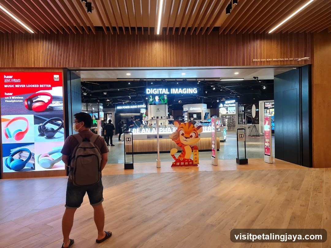 Store Entrance with Digital Display and Interior View