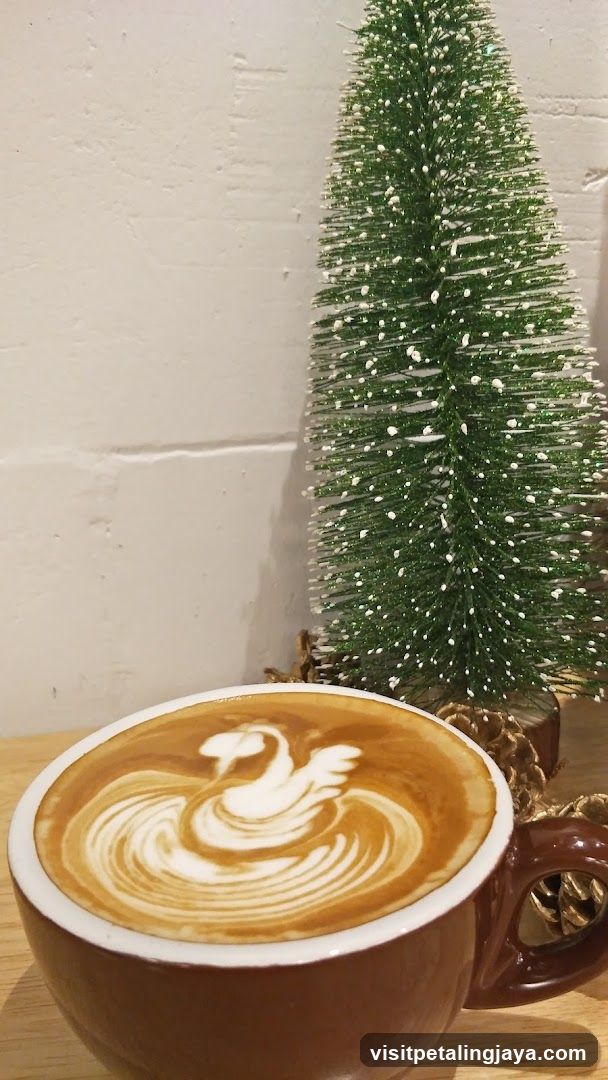 Latte Art Coffee with Mini Christmas Tree