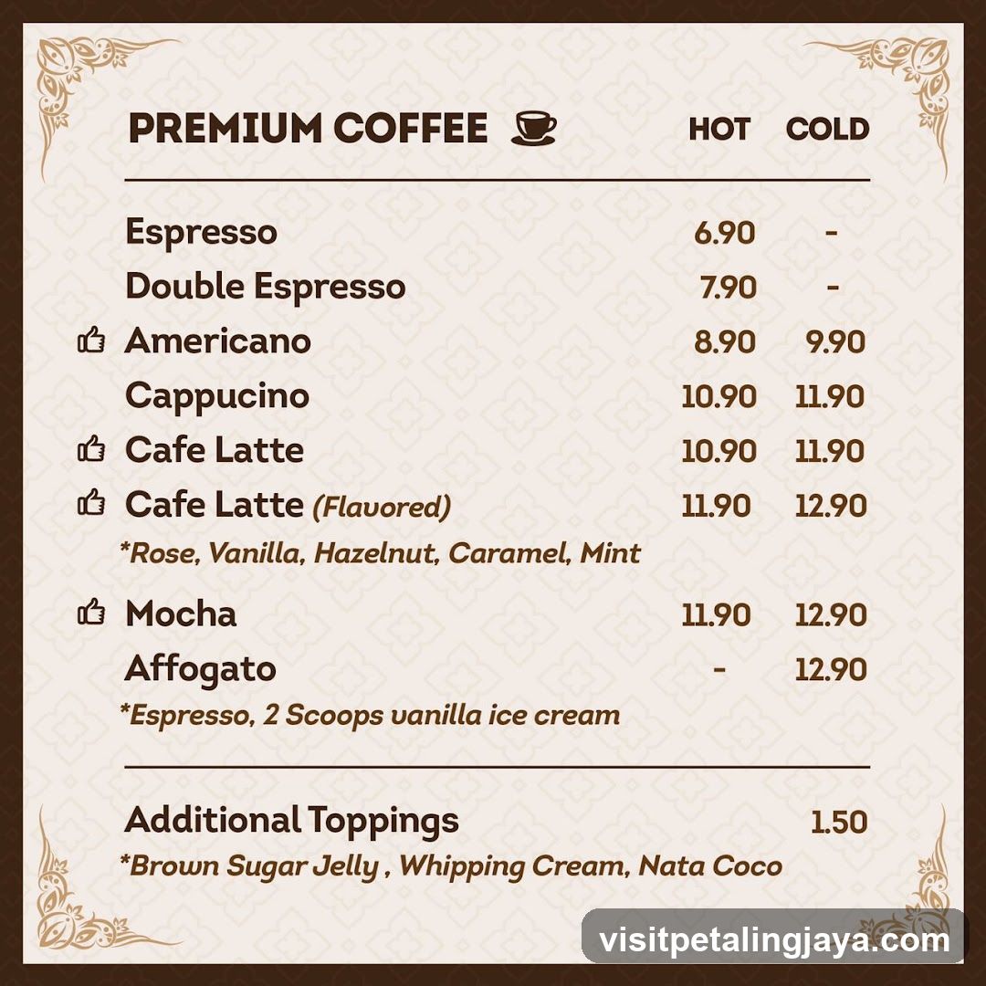 Premium Coffee Menu