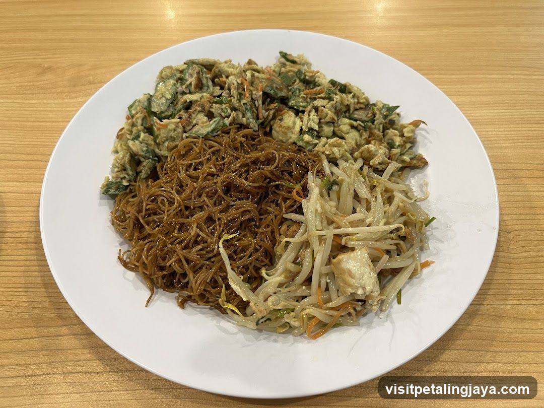 Plate of Stir-fried Noodles with Toppings