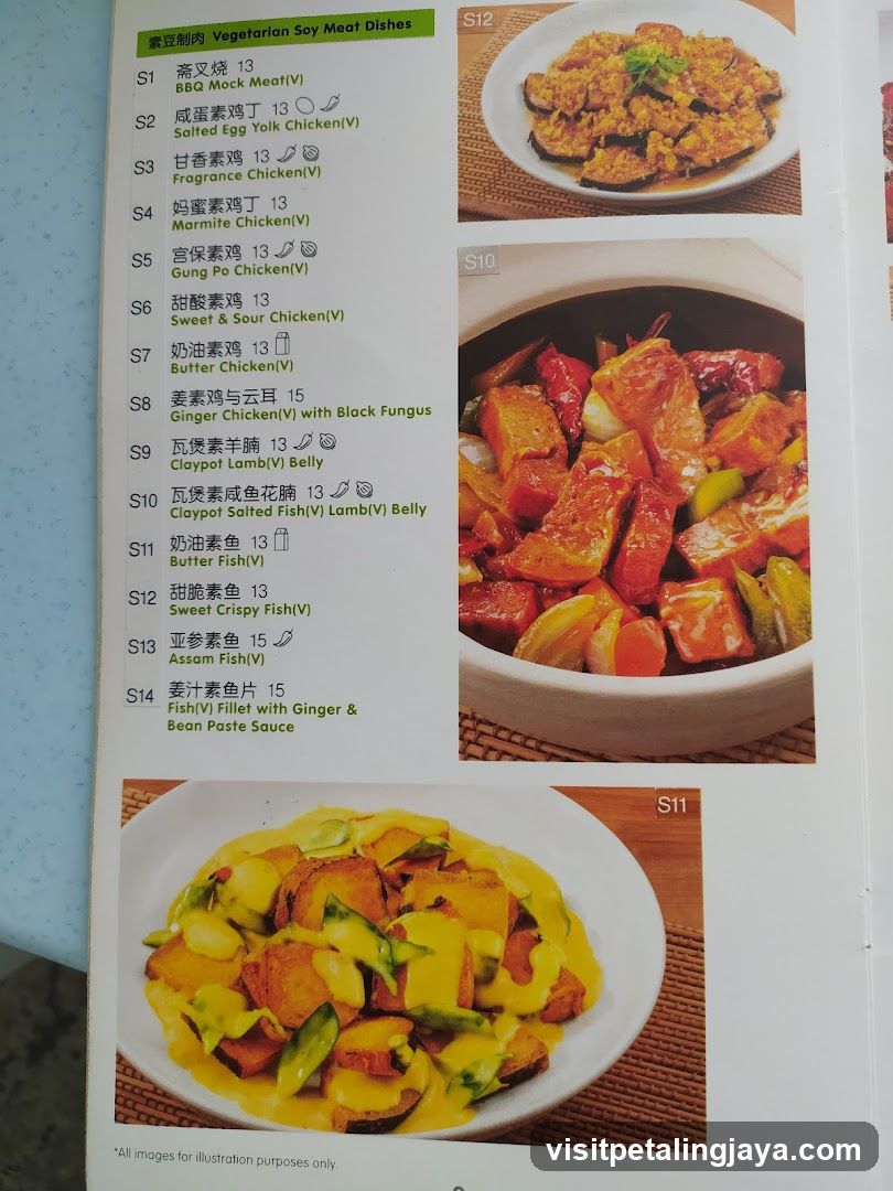 Vegetarian Soy Meat Dishes Menu
