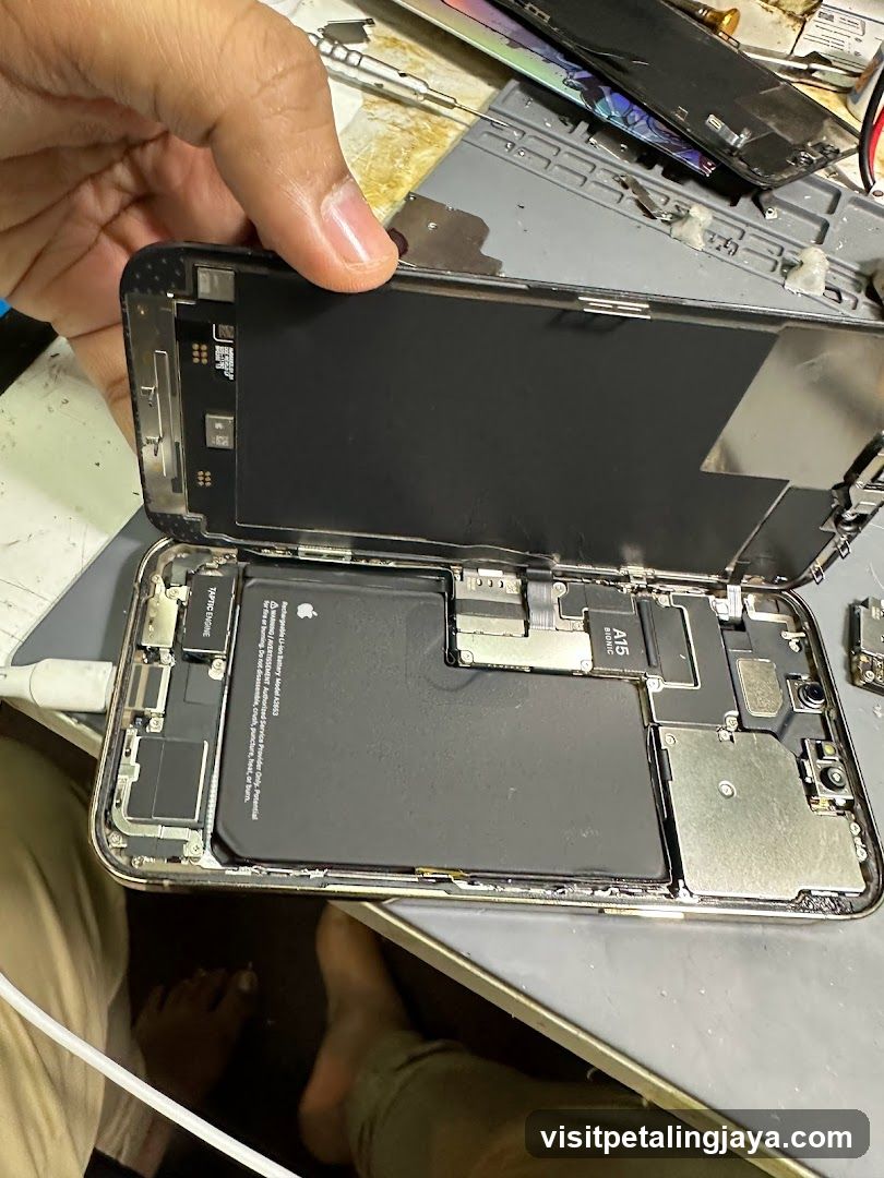 Disassembled Smartphone on Workbench