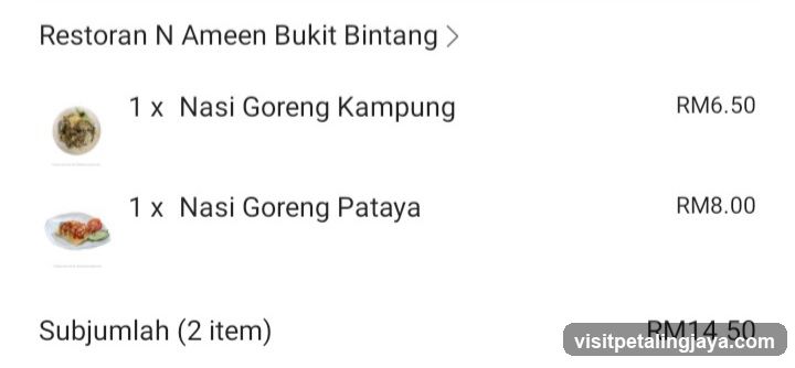 Restoran N Ameen Bukit Bintang Receipt