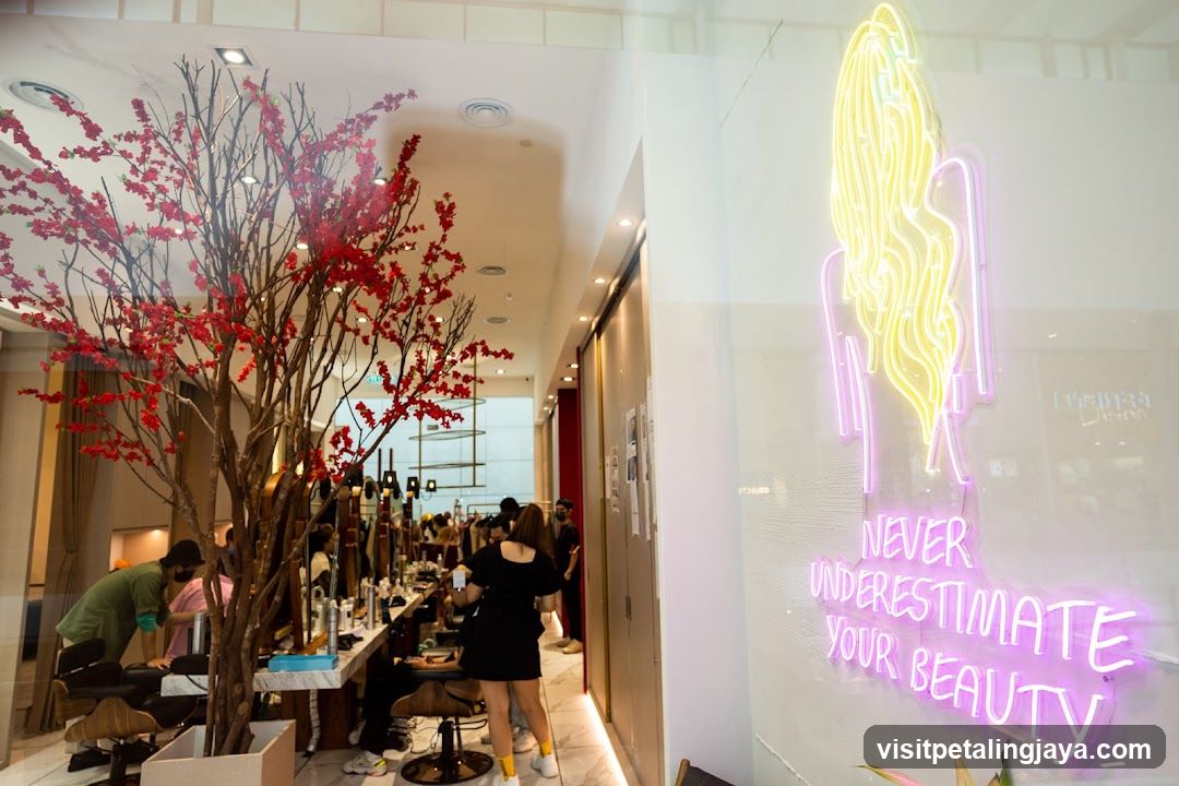 Salon Interior with Neon Signage