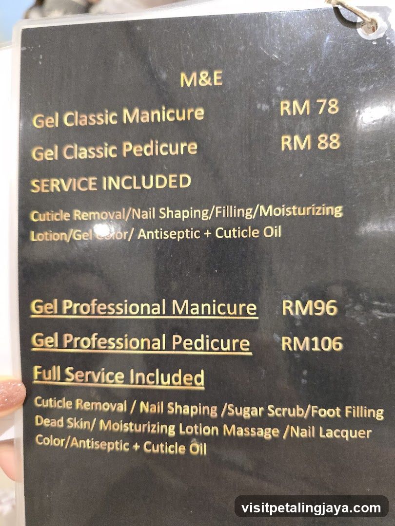 M&E Nail Salon Menu