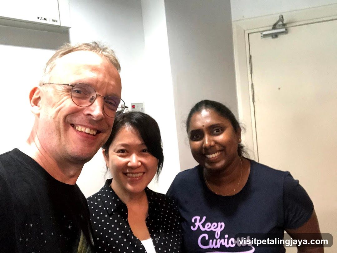 Group selfie indoors