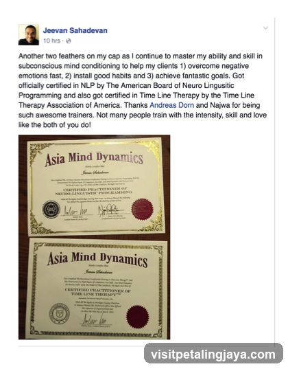 Jeevan Sahadevan's LinkedIn post with certificates