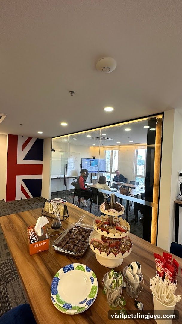 Office Breakroom with Tea and Snacks