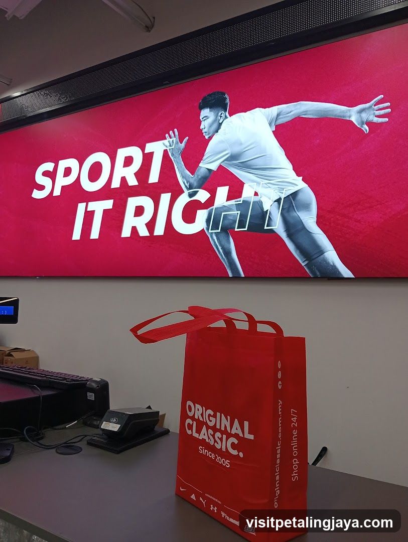 Red Shopping Bag and Store Signage