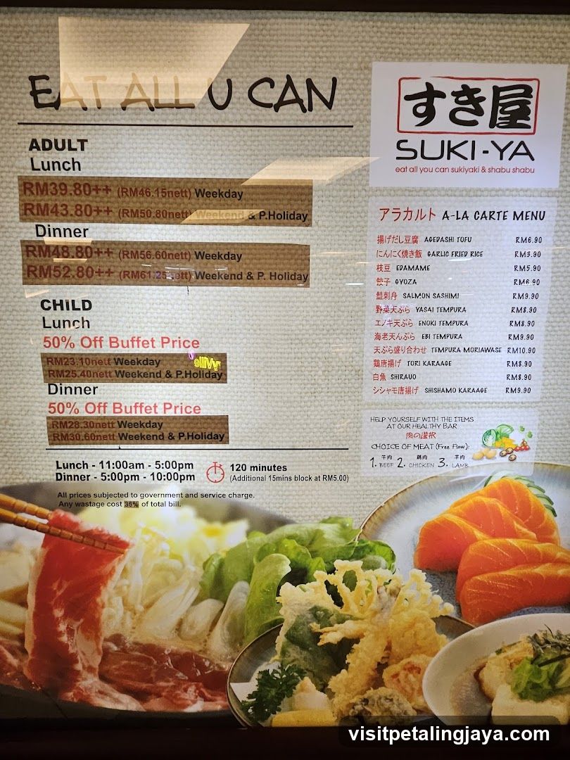 Suki-Ya Buffet Menu