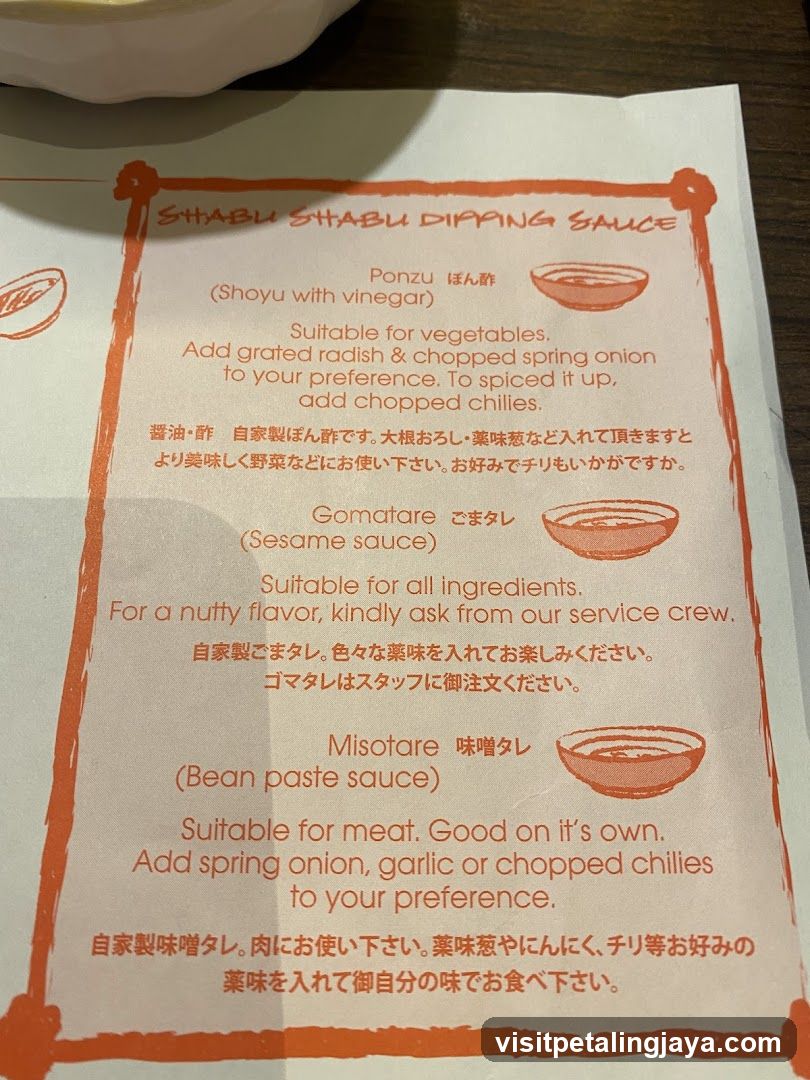 Dipping Sauce Menu