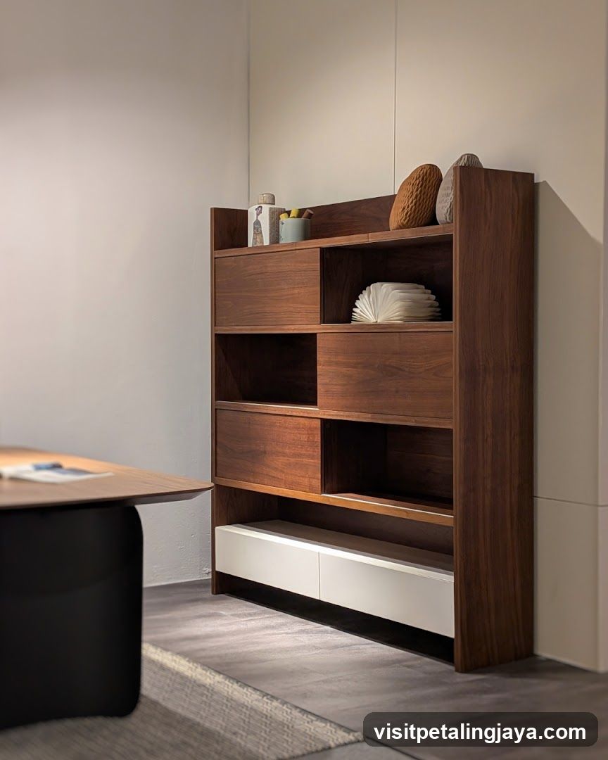 Modern Wooden Bookcase in Interior Setting