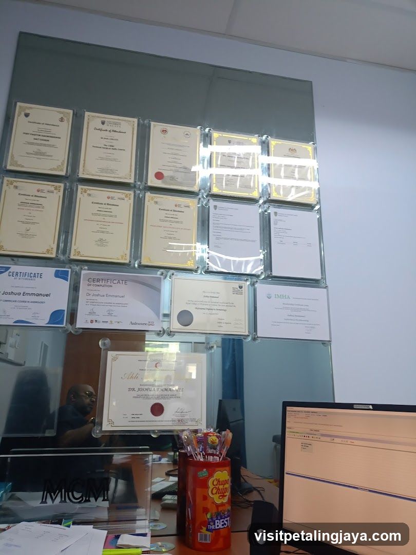 Office Wall Display with Certificates and Documents