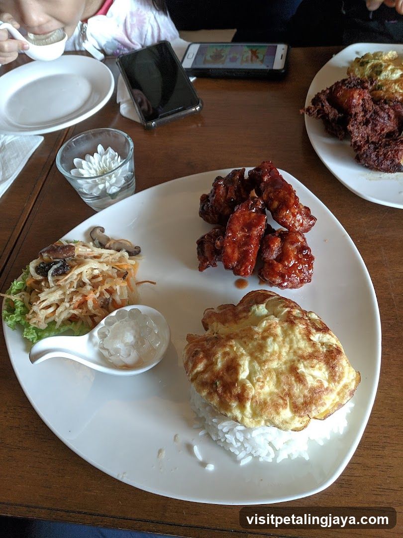 Dining Table with Food and Phones