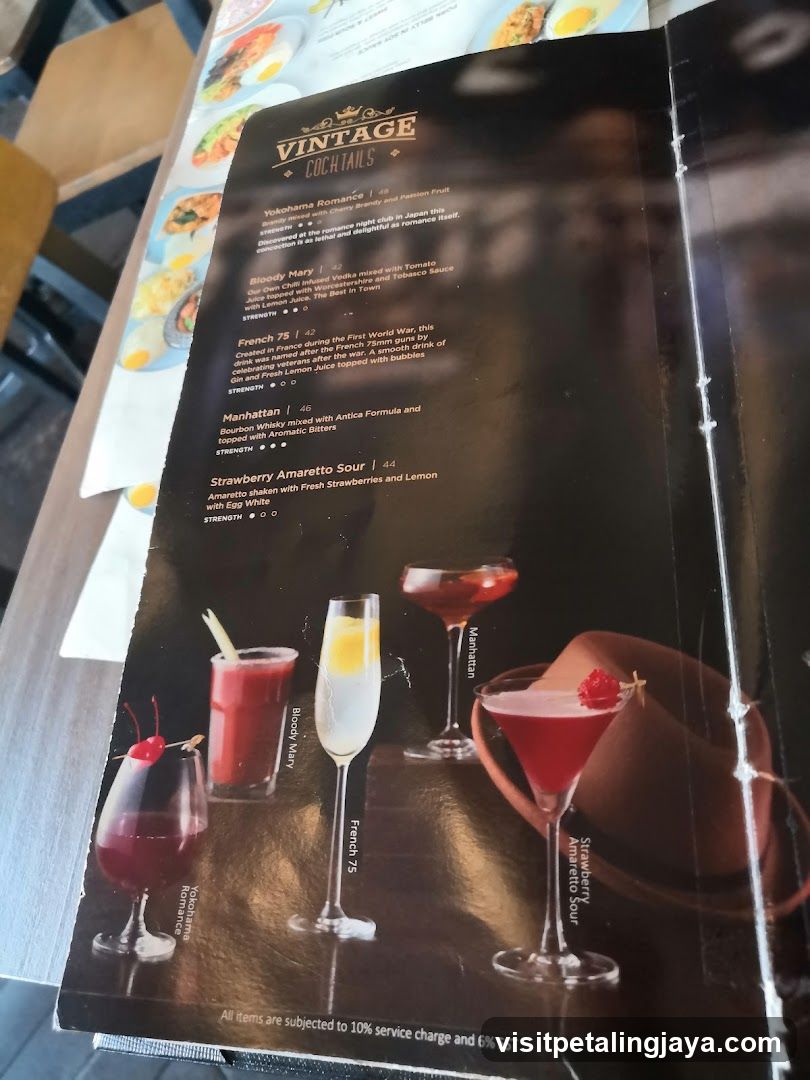 Vintage Cocktails Menu