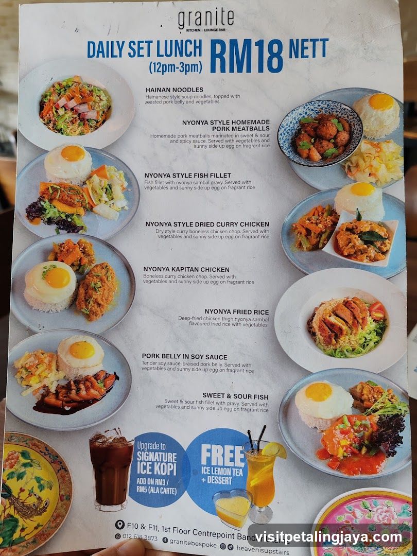 Granite Daily Set Lunch Menu