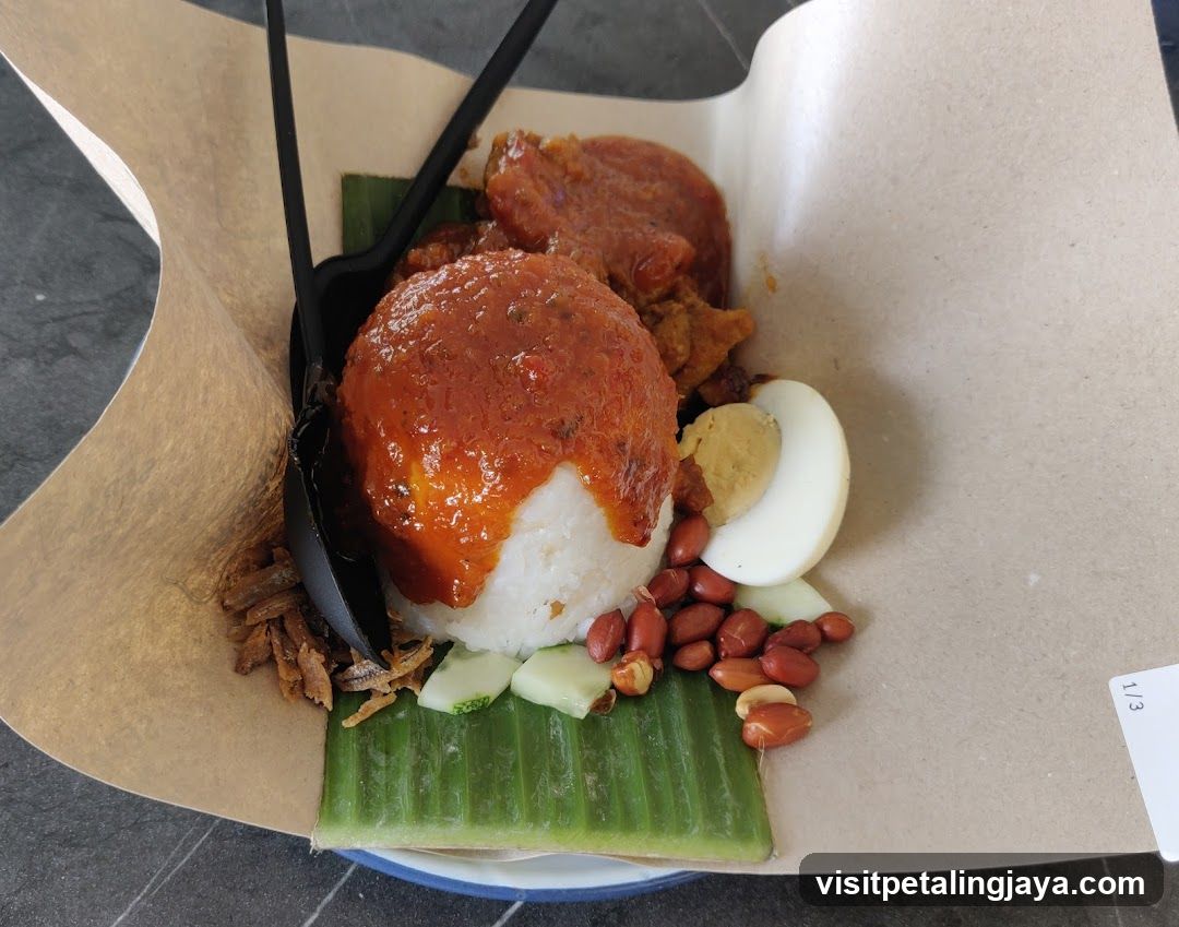 Nasi Lemak with Sambal and Fried Chicken