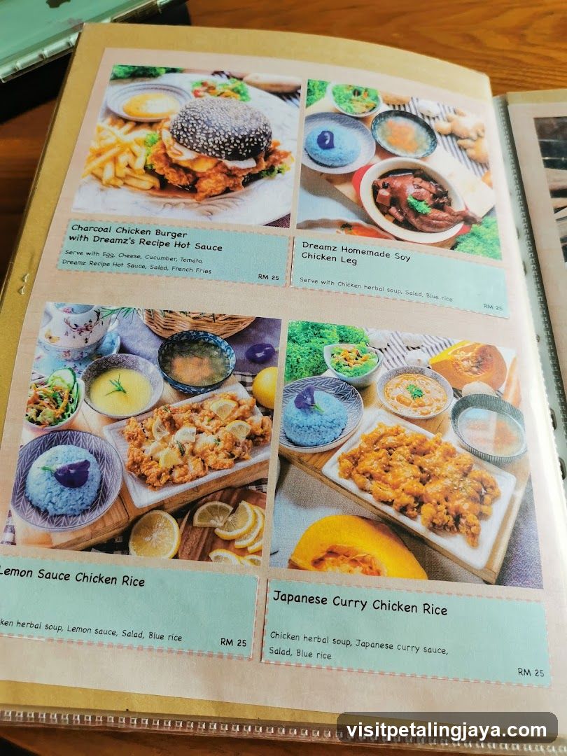 Dreamz Restaurant Menu Page