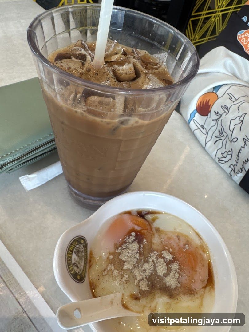 Iced Coffee and Egg Dish