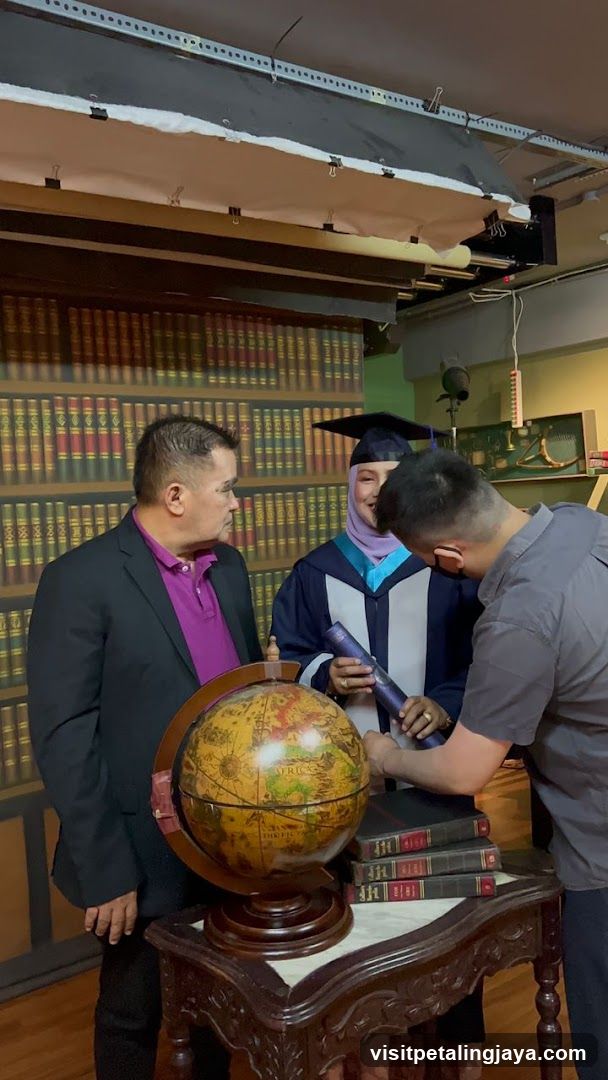 Graduation Scene with Globe and Books