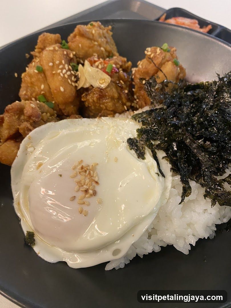 Fried Chicken Rice Bowl with Egg and Nori