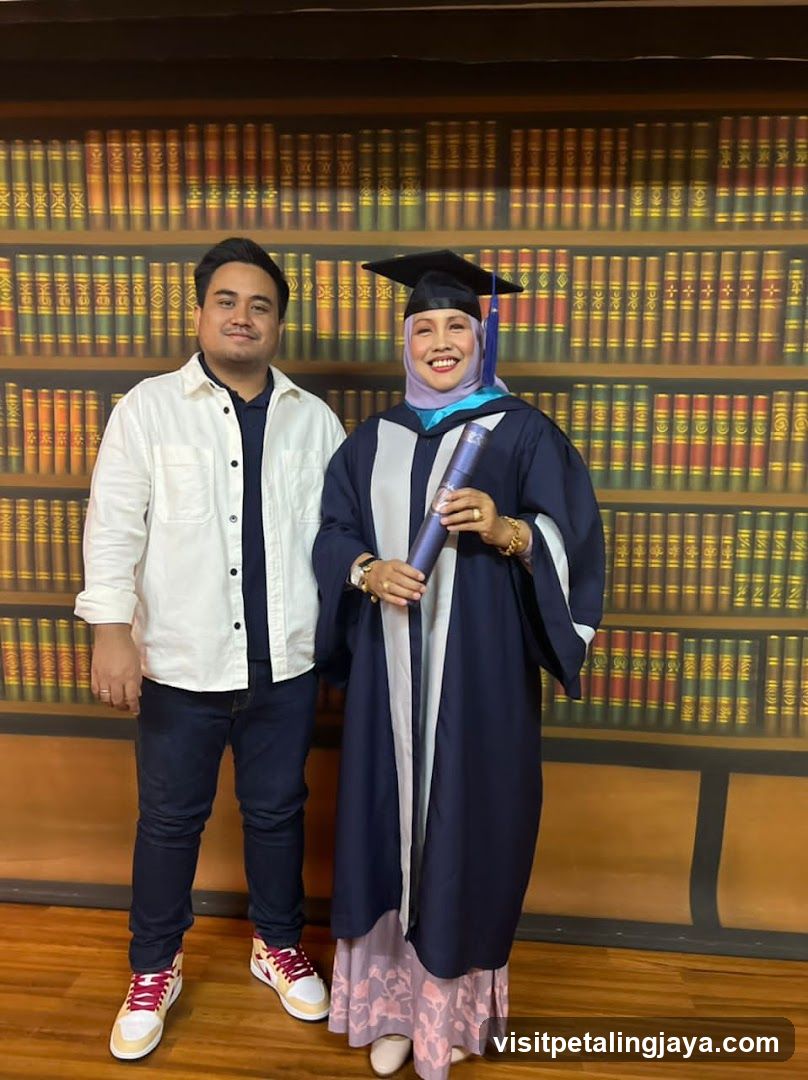 Graduation Photo with Bookshelf Background