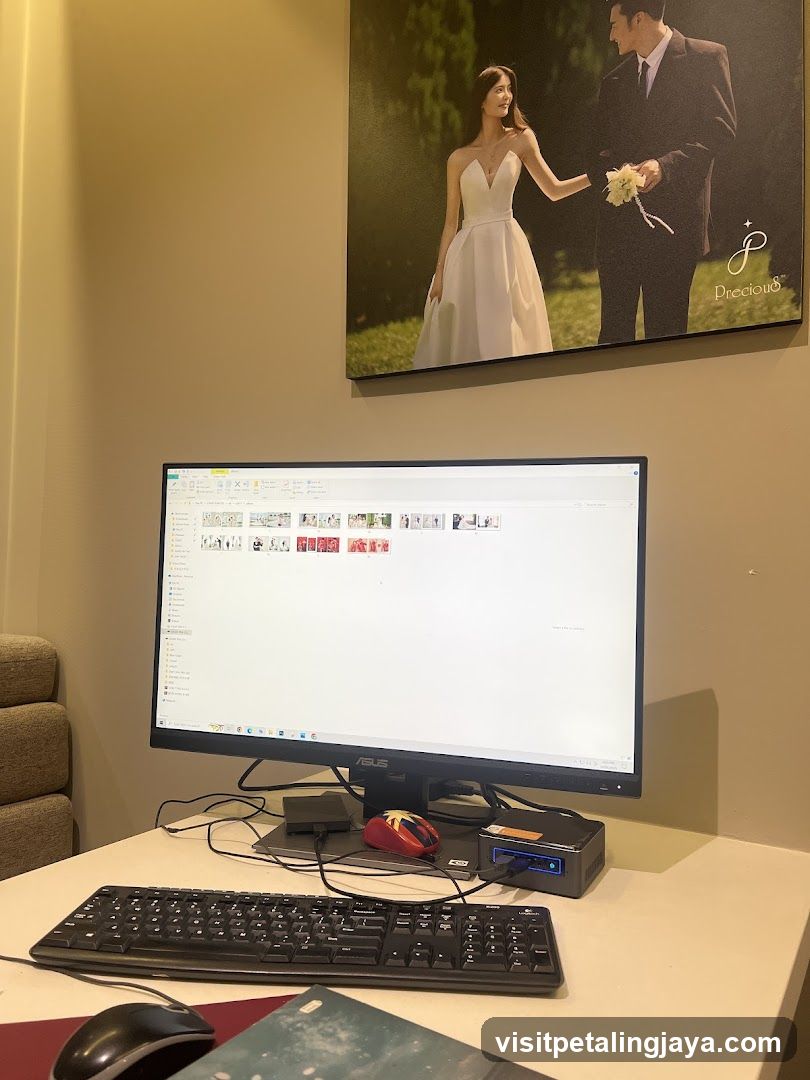 Workstation with Wedding Photo Display