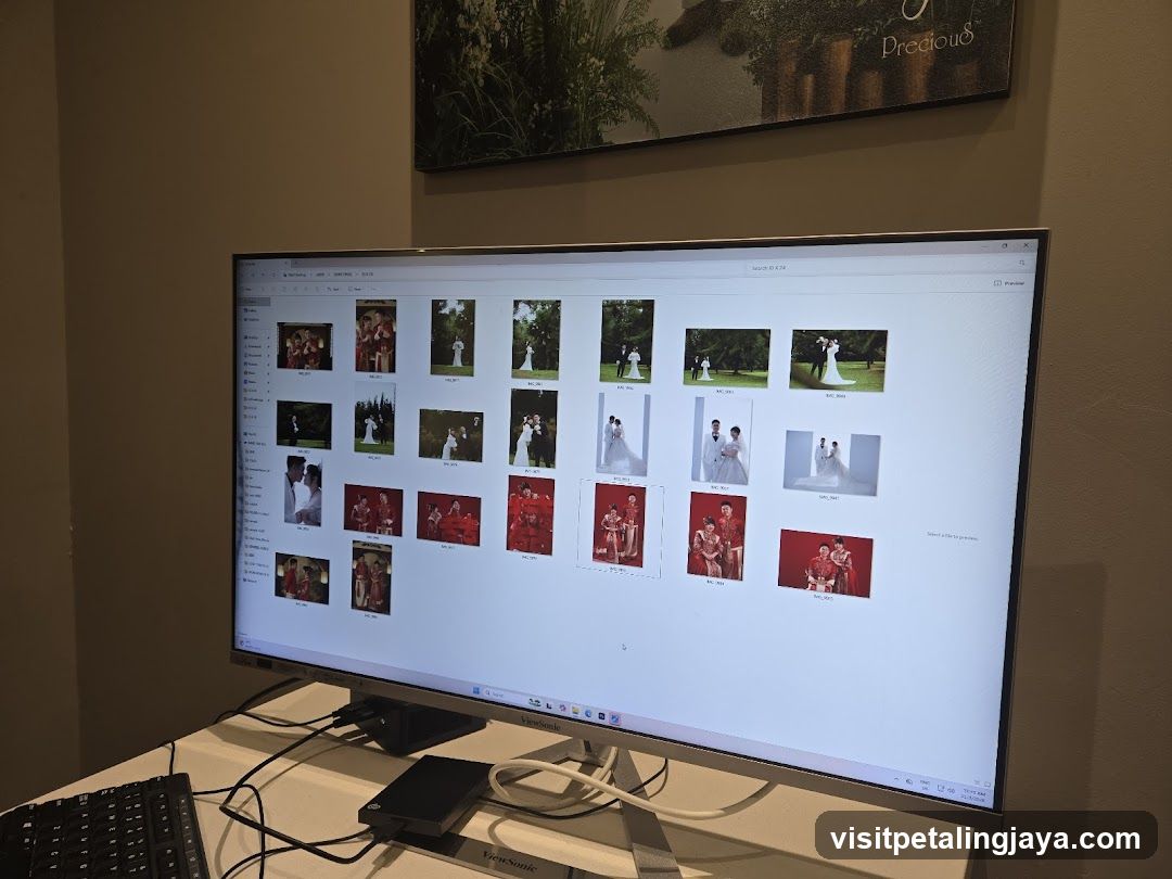 Computer Screen Displaying Wedding Photos