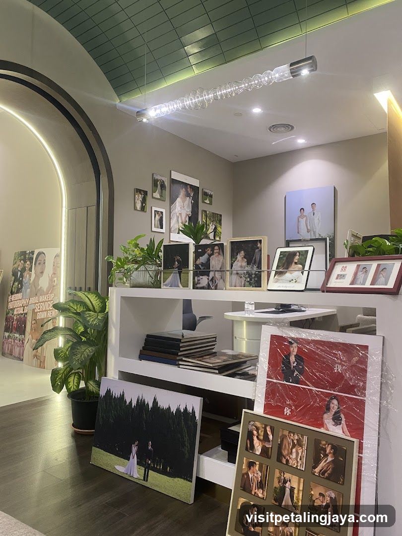 Interior Display with Wedding Photos and Decor