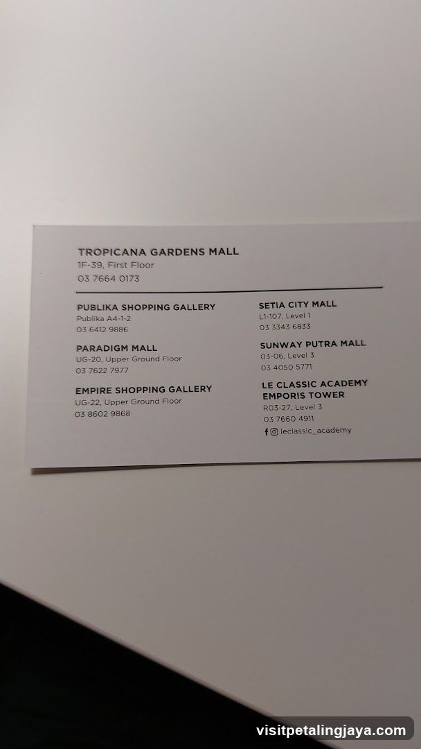 Business Card with Mall Locations