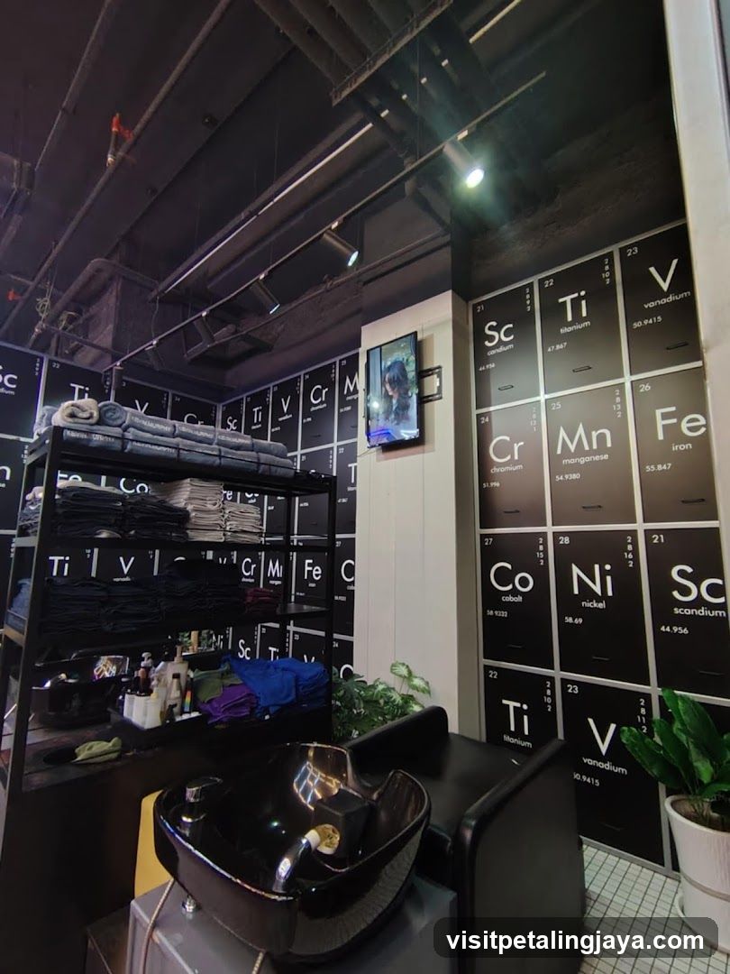 Interior of a salon or spa with periodic table theme
