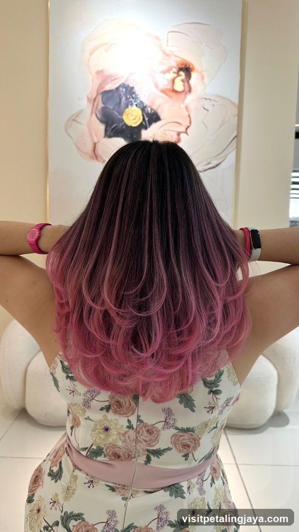 Pink Ombre Hair Back View