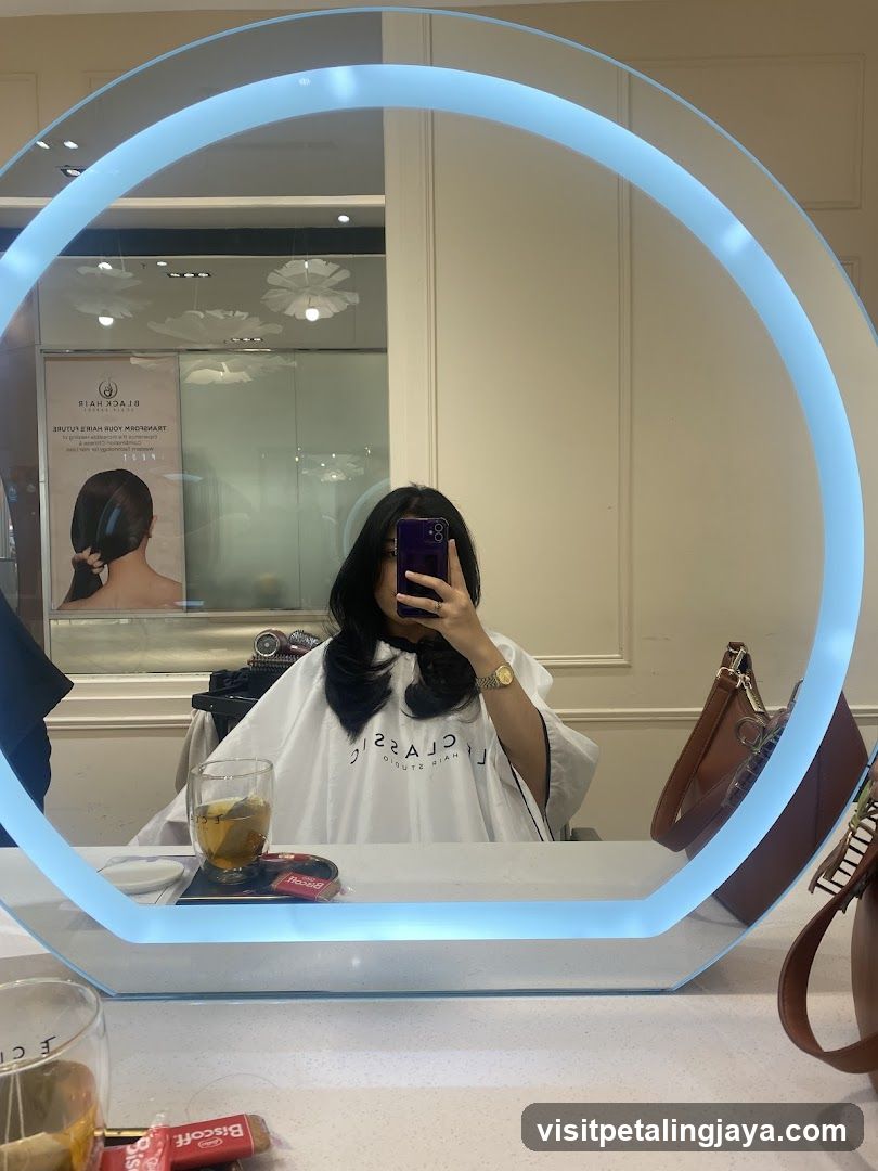 Hair Salon Interior Mirror Selfie