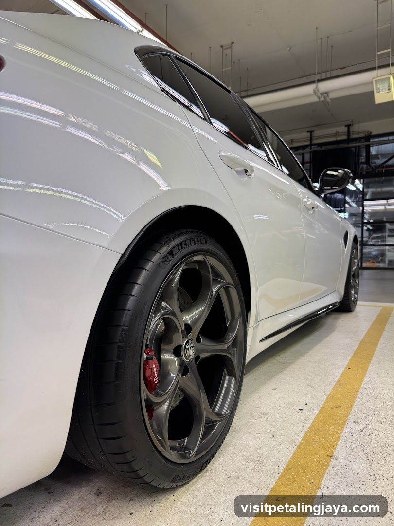 White car in garage