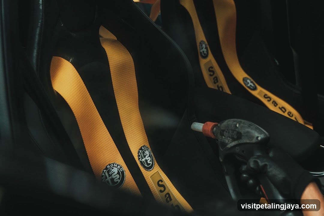 Car Interior with Seatbelts and Fuel Pump