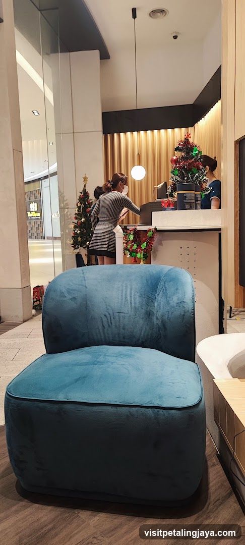 Hotel Lobby Interior with Christmas Decorations