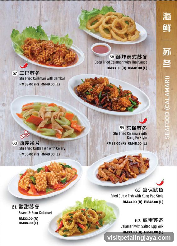 Seafood (Calamari) Menu Page