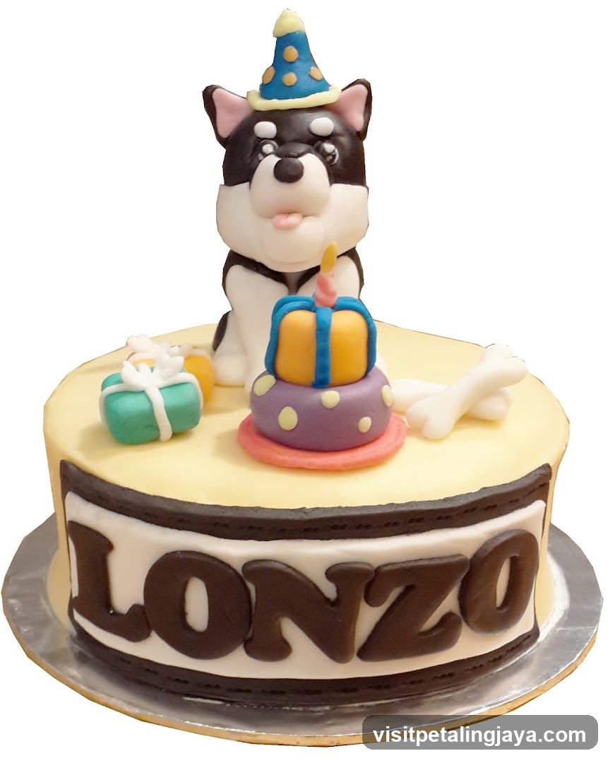 Birthday Cake with Husky Figure