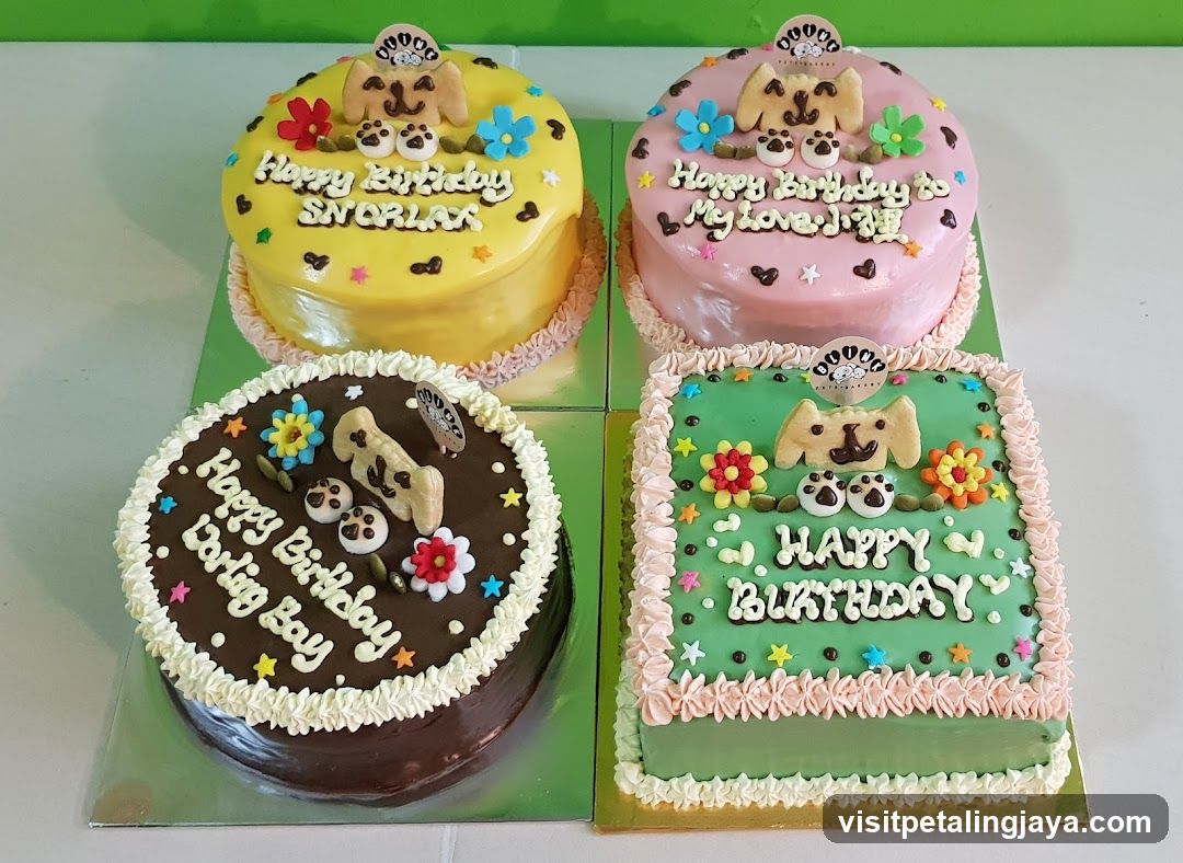 Custom Dog-Themed Birthday Cakes Display